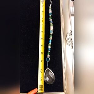 Elegant Green and Blue Beaded Sun catcher With Clear Prism